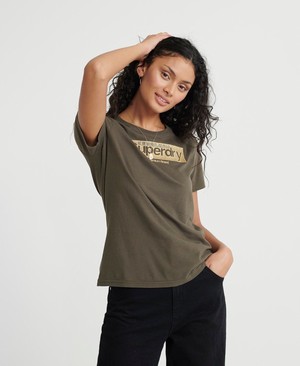 Superdry Premium Brand Embroidered Női Pólók Khaki | TXWMK2416